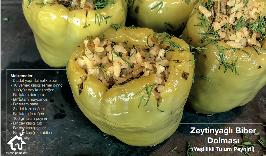 Zeytinyağlı peynirli biber dolması tarifi